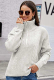 Half Zip Mixed Knit Collared Sweater - Trendsi - Flyclothing LLC