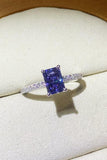 1 Carat Moissanite 925 Sterling Silver Rectangle Ring in Blue - Trendsi