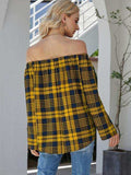 Off-Shoulder Striped Long Sleeve T-Shirt - Trendsi - Flyclothing LLC
