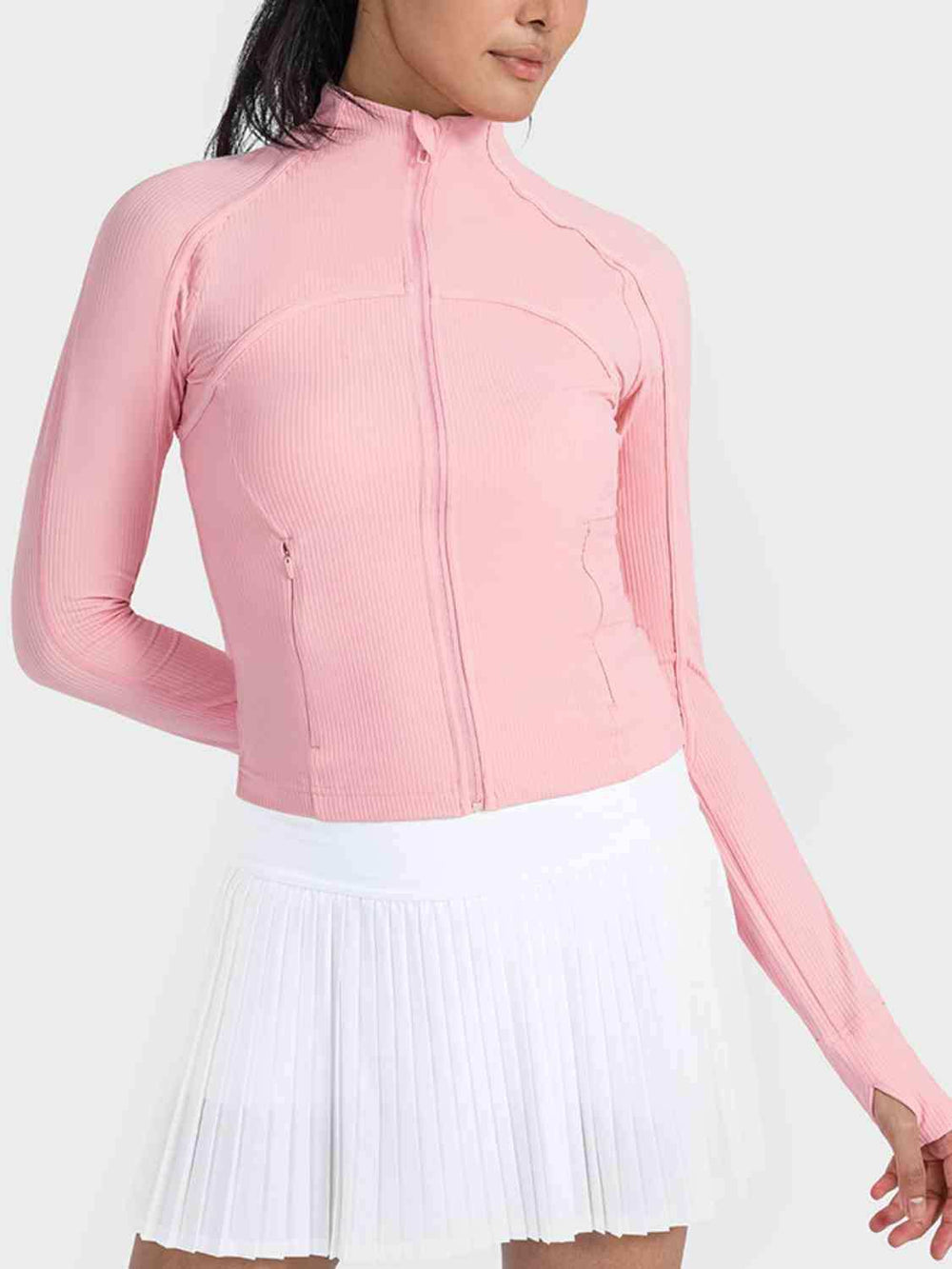 Zip-Up Long Sleeve Sports Jacket - Trendsi - Flyclothing LLC