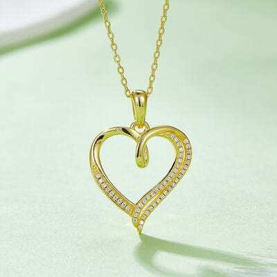 Moissanite 925 Sterling Silver Heart Shape Necklace - Trendsi - Flyclothing LLC