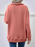 Collared Neck Dropped Shoulder Sweatshirt - Trendsi - Flyclothing LLC