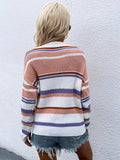 Striped Drop Shoulder Round Neck Pullover Sweater - Trendsi - Flyclothing LLC