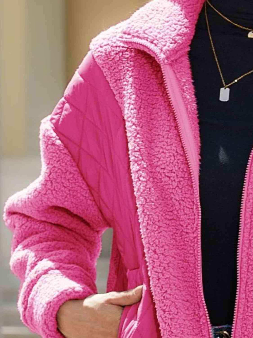 Zip-Up Collared Neck Jacket - Trendsi - Flyclothing LLC