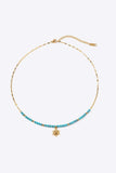 Turquoise Beaded 18K Gold-Plated Sun Shape Pendant Necklace - Trendsi - Flyclothing LLC