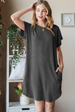 Heimish Full Size Ribbed Round Neck Short Sleeve Tee Dress - Trendsi