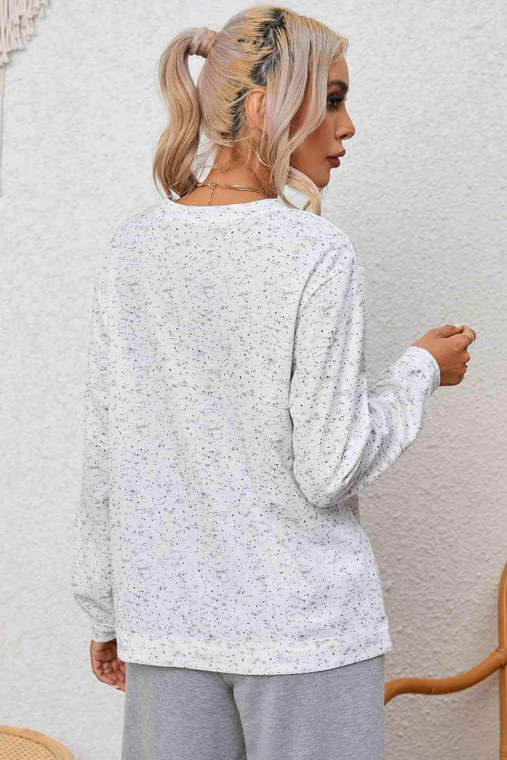 Buttoned Long Sleeve Top - Trendsi - Flyclothing LLC