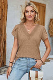 V-Neck Petal Sleeve T-Shirt - Trendsi - Flyclothing LLC