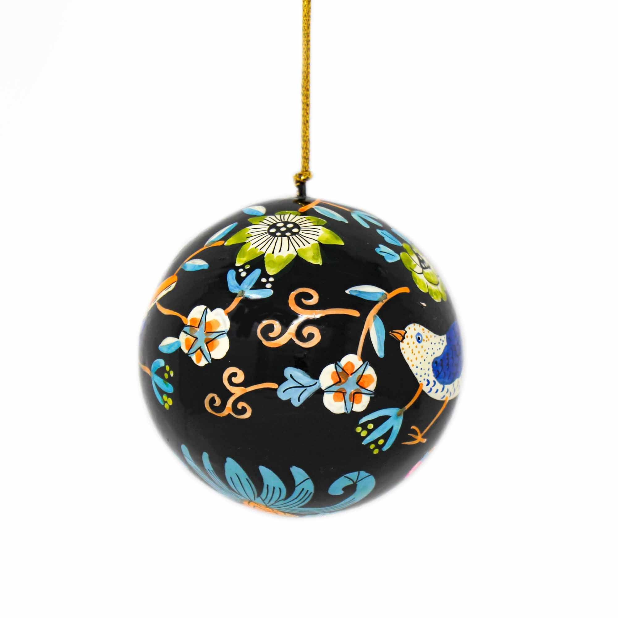 Handpainted Birds with Flowers Ornament, Set of 2 - Flyclothing LLC