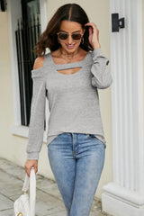 Cutout Cold-Shoulder Top - Trendsi - Flyclothing LLC