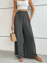 Wide Waistband Relax Fit Long Pants - Trendsi - Flyclothing LLC