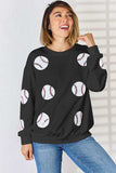 Sequin Ball Round Neck Dropped Shoulder Sweatshirt - Trendsi - Flyclothing LLC