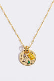 Inlaid Multicolored Zircon Round Pendant Copper Necklace - Trendsi - Flyclothing LLC