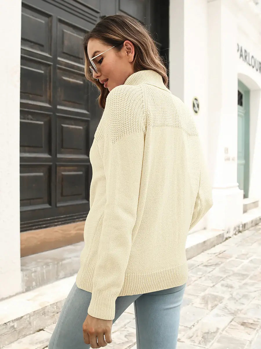 Turtleneck Raglan Sleeve Sweater - Trendsi - Flyclothing LLC