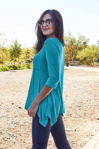 Basic Bae Full Size Round Neck Pocketed T-Shirt - Trendsi - Flyclothing LLC