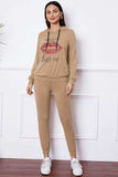 SHUT UP AND KISS ME Lip Graphic Hooded Top and Drawstring Pants Set - Trendsi - Flyclothing LLC