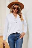 Notched Long Sleeve T-Shirt - Trendsi - Flyclothing LLC