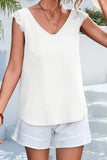 Lace Detail Eyelash Trim V-Neck Tank - Trendsi - Flyclothing LLC