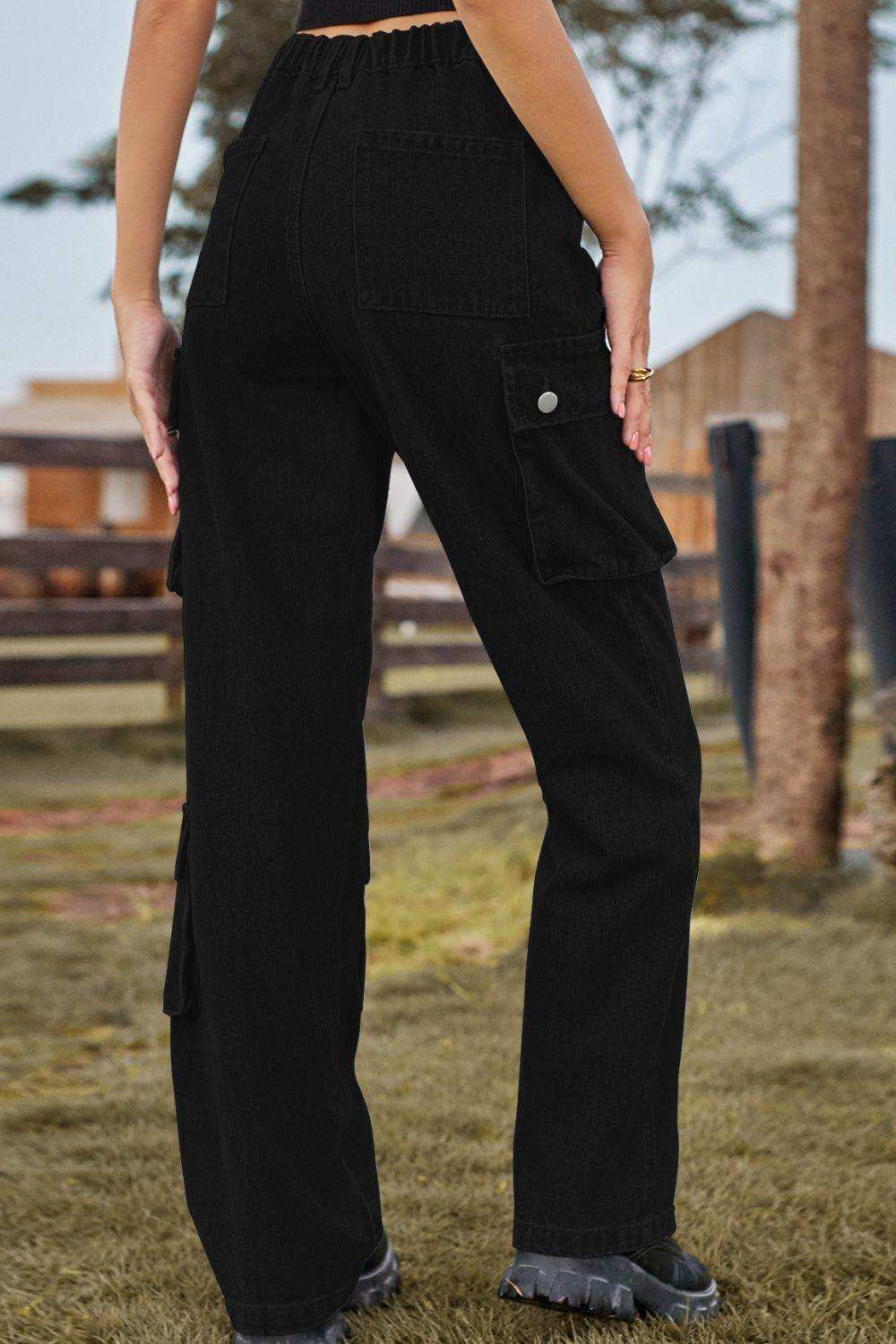 Loose Fit Long Jeans with Pockets - Trendsi - Flyclothing LLC