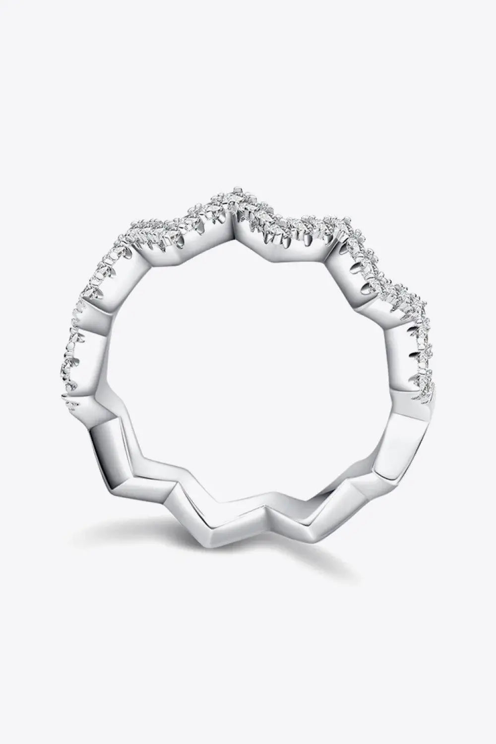 Moissanite Wavy Band Ring - Trendsi - Flyclothing LLC