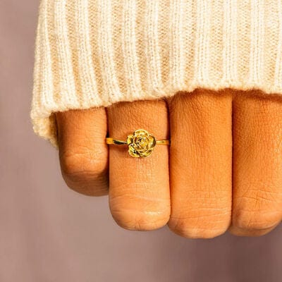 Rose Shape 18K Gold-Plated Ring - Trendsi