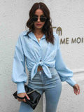 Collared Neck Dropped Shoulder Buttoned Shirt - Trendsi - Flyclothing LLC