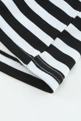 Striped Tie-Waist Frill Trim V-Neck Dress - Flyclothing LLC