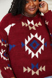 HEYSON Full Size Aztec Soft Fuzzy Sweater - Trendsi