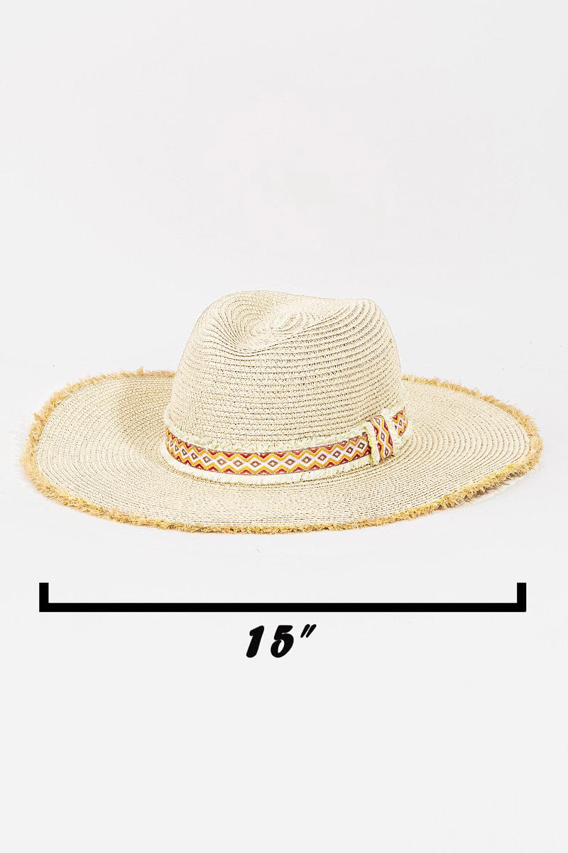 Fame Geometric Raw Hem Hat - Trendsi