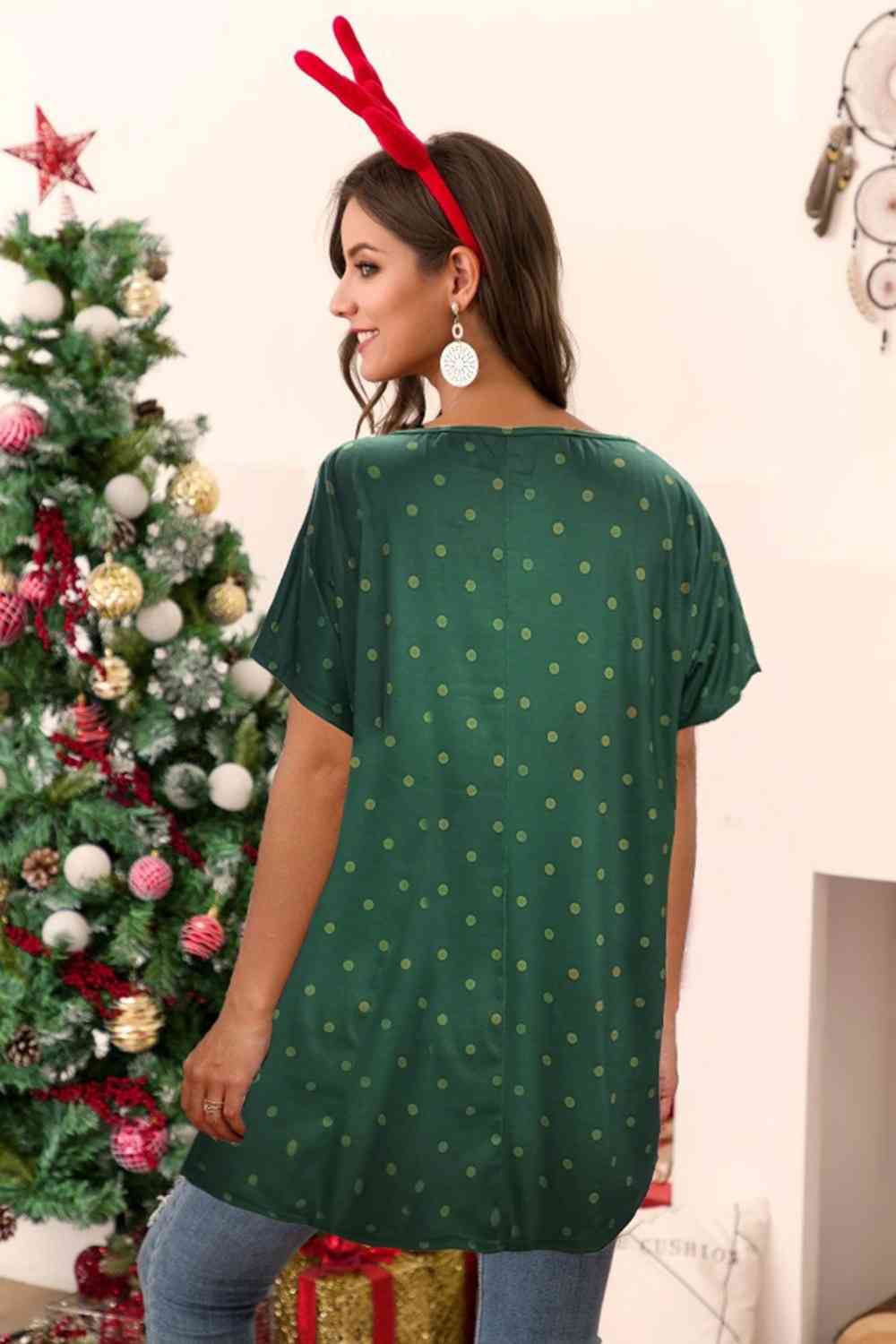 Christmas Round Neck Short Sleeve T-Shirt - Trendsi - Flyclothing LLC