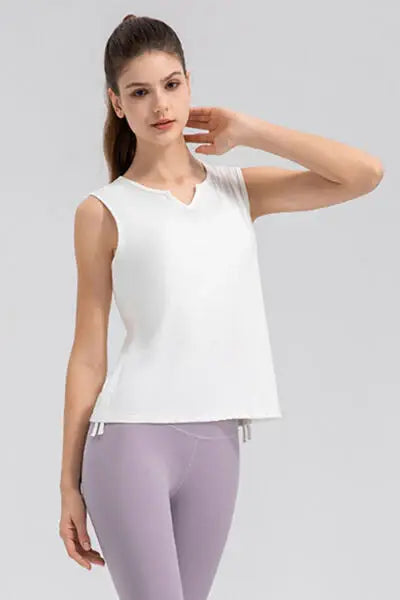 Notched Wide Strap Active Tank - Trendsi - Flyclothing LLC