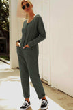 Buttoned Drop Shoulder Pocket Jumpsuit - Trendsi - Flyclothing LLC