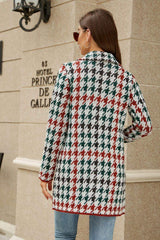 Printed Open Front Lapel Collar Cardigan with Pockets - Trendsi - Flyclothing LLC