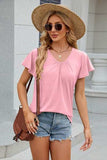 V-Neck Flutter Sleeve T-Shirt - Trendsi - Flyclothing LLC