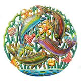 Coastal Playful Dolphins Haitian Metal Drum Wall Art - Haitian Artisans