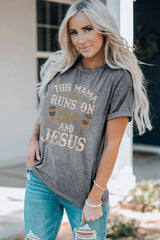 Slogan Graphic Round Neck Tee - Trendsi - Flyclothing LLC