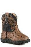 ROPER INFANT ROPER BOYS BROWN FAUX OSTRICH VAMP WITH BLACK SHAFT COWBABY - Roper