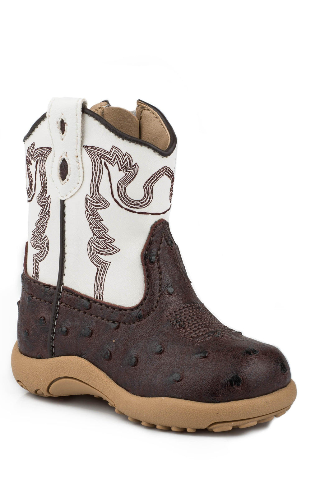ROPER INFANT ROPER BOYS BROWN FAUX OSTRICH WITH WHITE SHAFT COWBABY - Roper