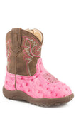 Roper Infant Girls Pink Faux Ostrich With Brown Shaft Cowbaby - Roper