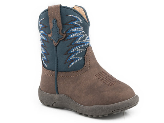 Roper Infant Boys Brown Vamp Boot With Navy Shaft - Roper