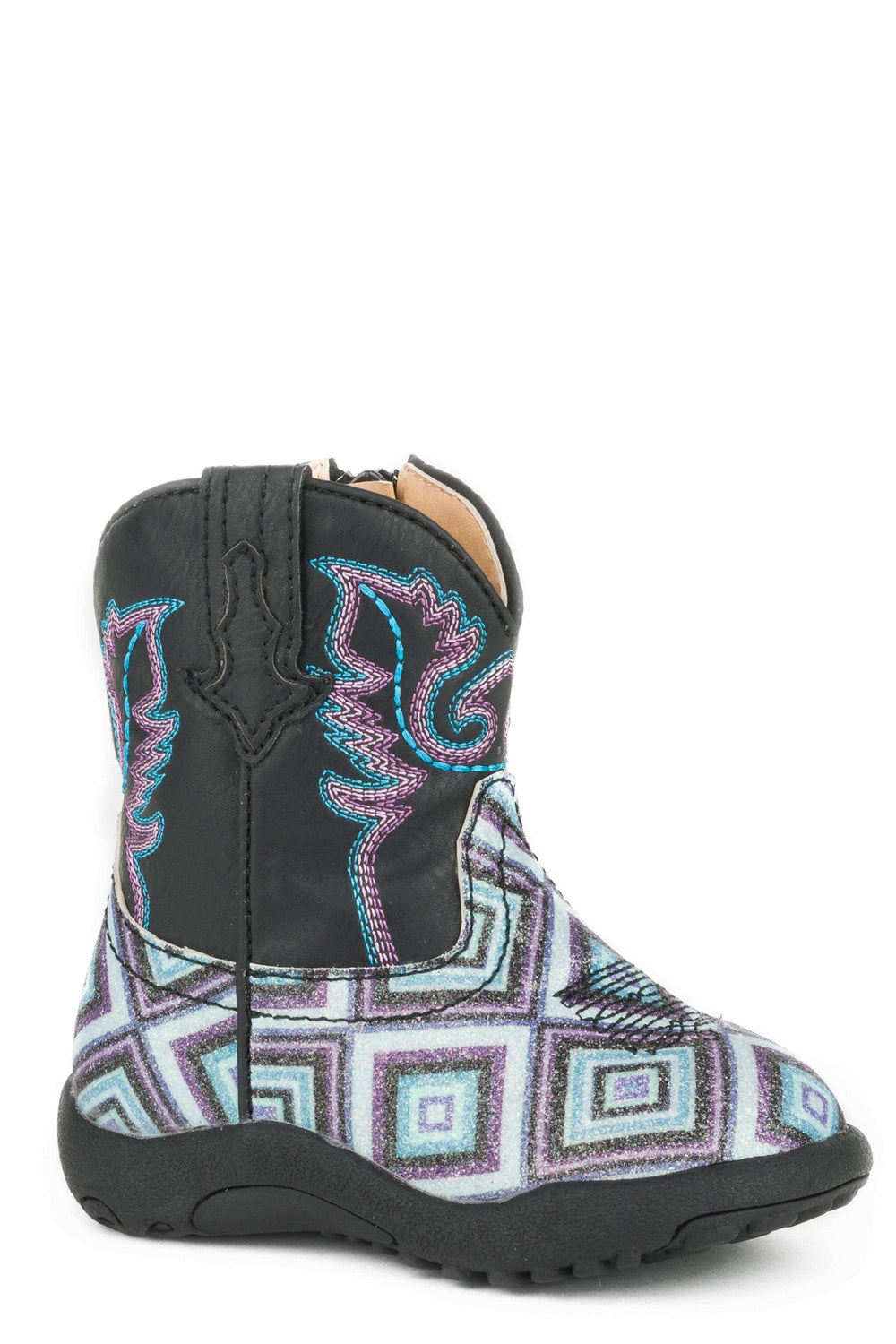 Roper Infant Girls Geometric Glitter Vamp With Black Shaft Cowbaby - Roper