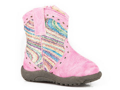 Roper Infant Girls Triad Design Pink Vamp Boot With Swirly - Roper