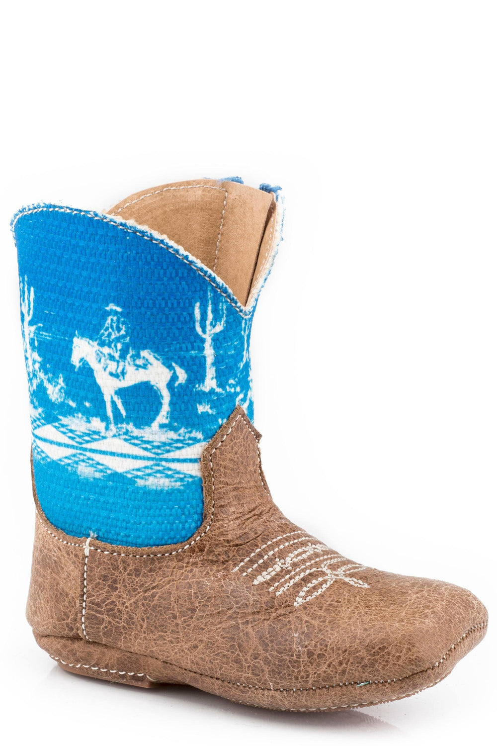 Roper Infant Boys Brown Leather Vamp   With Printed Border Scene On Shaft - Roper