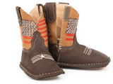 Roper Infant Boys Brown Leather Vamp With Tan Leather Shaft Cowbaby - Roper