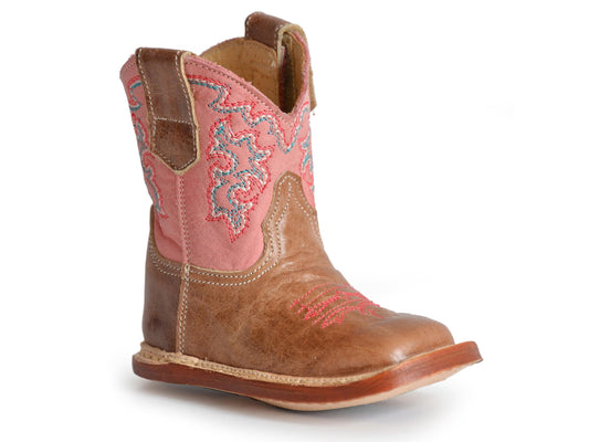 Roper Infant Girls Marbled Tan Leather Vamp With Pink Shaft - Roper