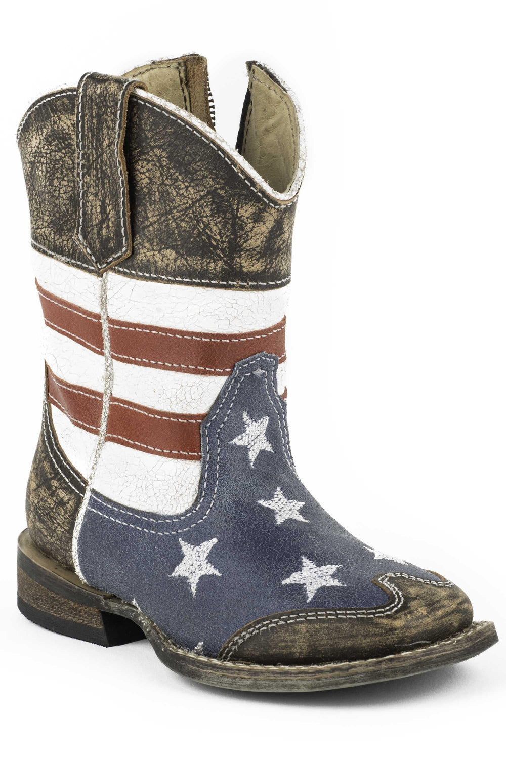 Roper Boys Toddler American Flag With Sanded Leather - Roper