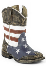 Roper Boys Toddler American Flag With Sanded Leather