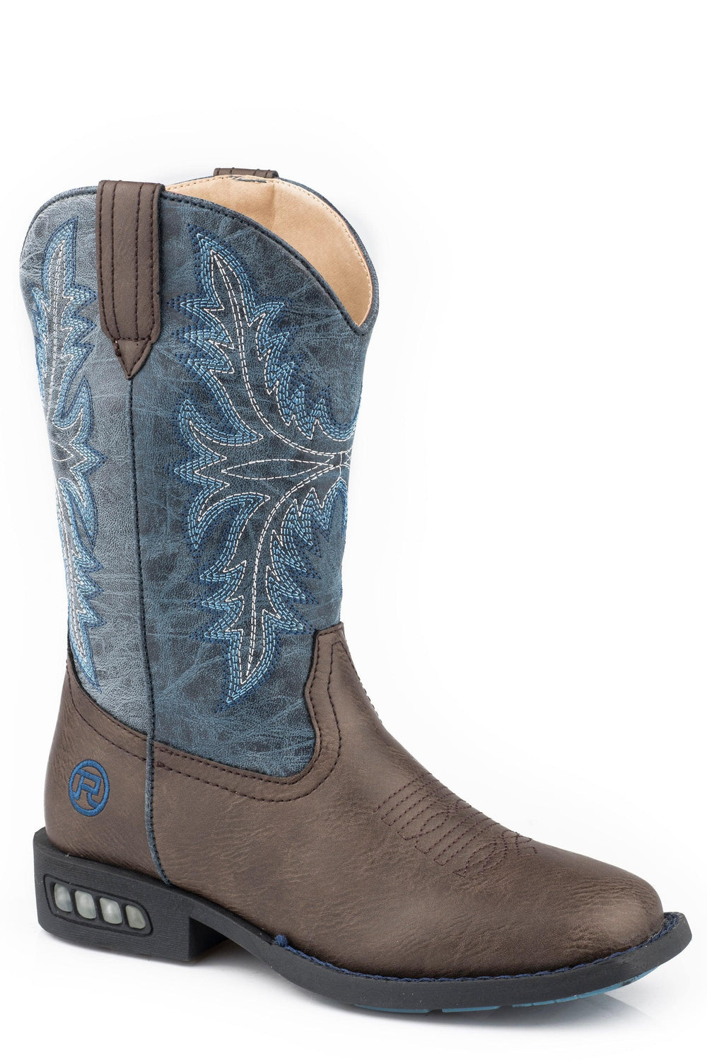 Roper Toddler Boys Light Up Boots Boot With Brown Vamp  Blue Shaft - Roper