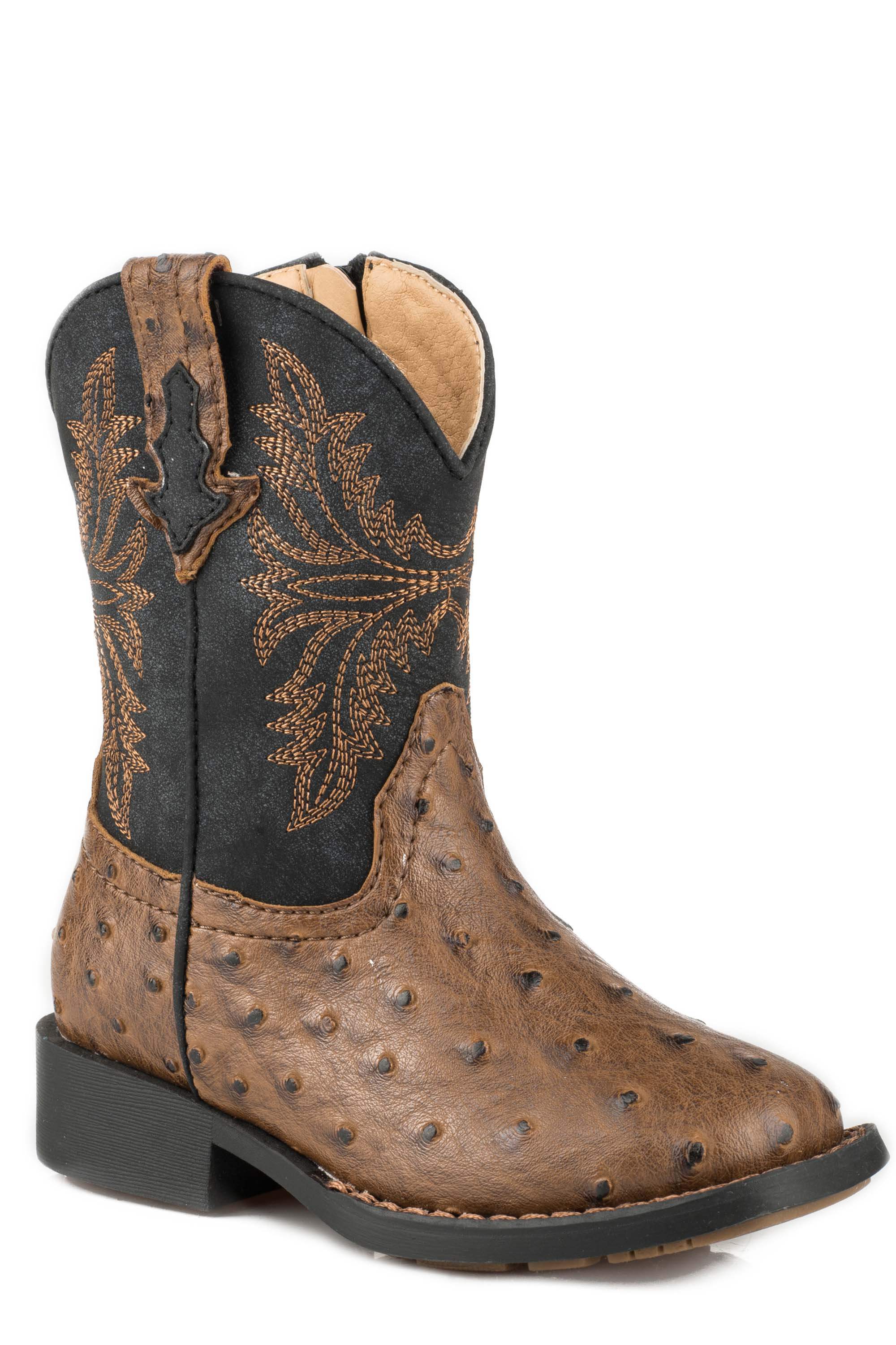 Roper Boys Toddler Brown Ostrich Vamp And Black Shaft - Roper - Flyclothing LLC
