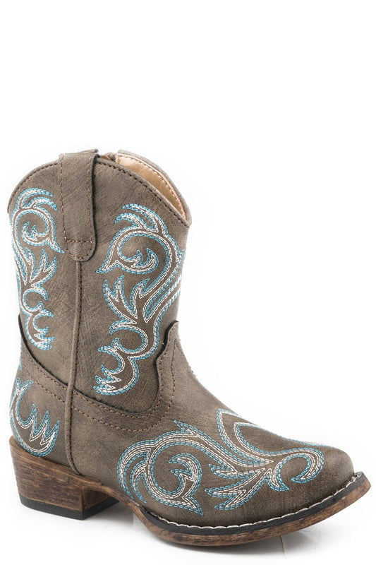 Roper Girls Toddler Brown With All Over Embroidery - Roper